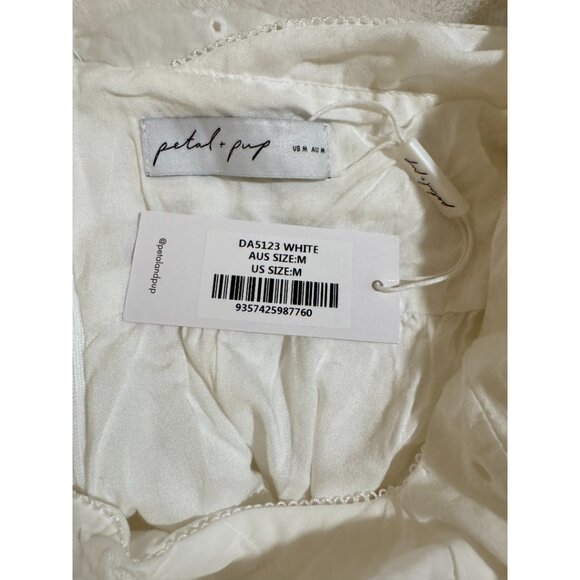 PETAL & PUP NWT SELDA FRILL SLEEVE MINI DRESS – WHITE SIZE MEDIUM - Picture 10 of 11